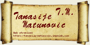 Tanasije Matunović vizit kartica